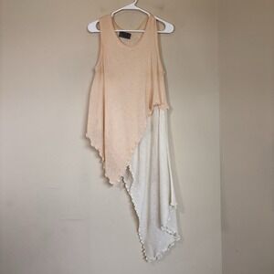RONI BIS TOP Asymnetrical‎  Sleeveless Linen Blend MEDIUM Two Tone